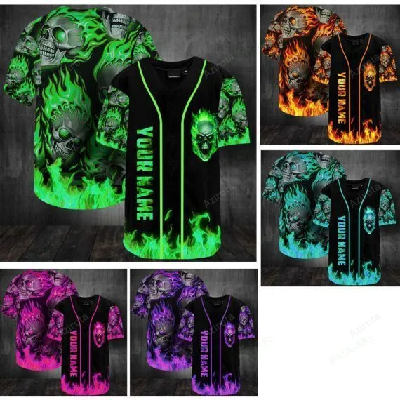 Skull Gift Sunny Skull Multicolor Personalized Baseball Jersey 264