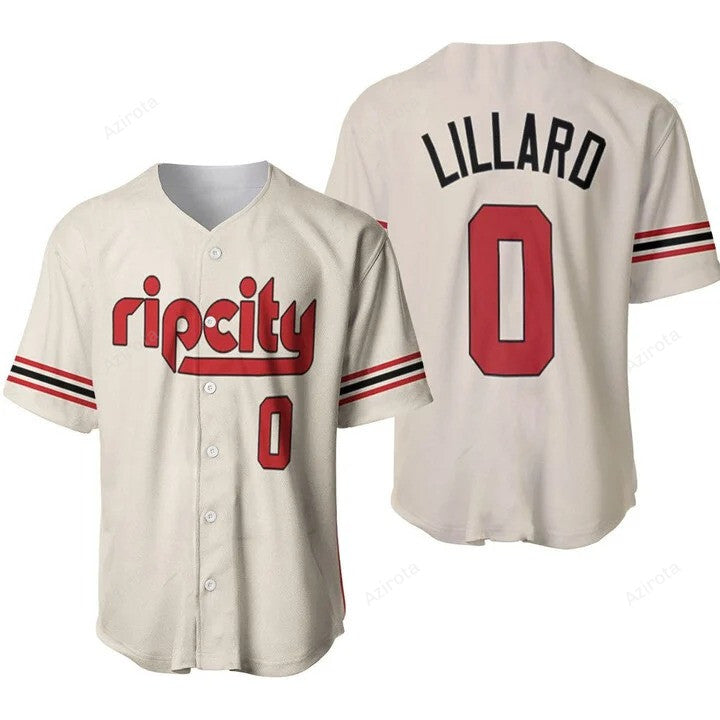 Portland Trail Blazers Damian Lillard 0 2020 Nba White Rip City Jersey Inspired Style Baseball Jerse