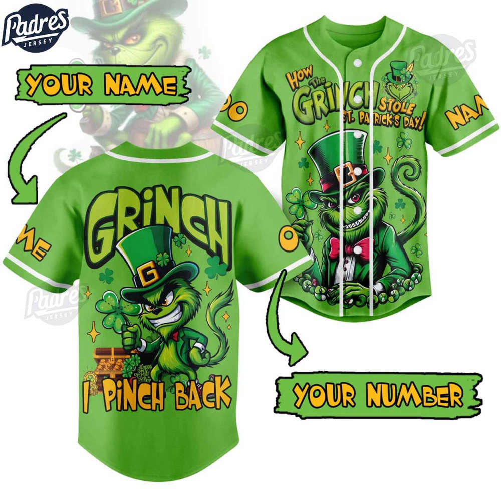 Grinch St. Patrick’s Day Fan Custom Baseball Jersey - Bafud