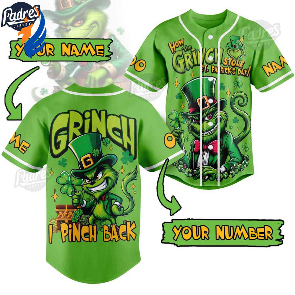 Grinch St. Patrick’s Day Fan Custom Baseball Jersey - Bafud