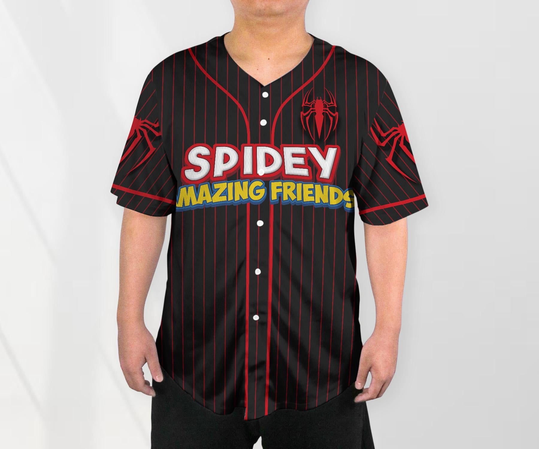 Spidey And His Amazing Friends Funny Spider Verse Baseball Jersey Team Cartoon Jersey Shirt Gift