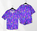 Toothless Baseball Jersey Shirt, Neon Dragon Button Up Shirt, Tropical Beach Style Jersey Gift for Adults, Unisex Dragon Shirt