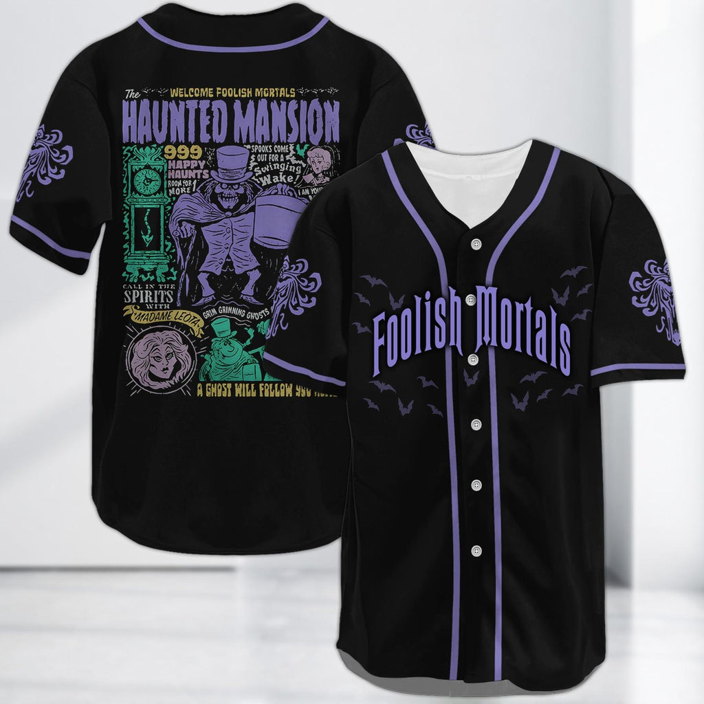 Haunted Mansion Baseball Jersey, Hitchhiking Ghosts Shirt, Foolish Mortals Jersey Shirt, Halloween Shirt