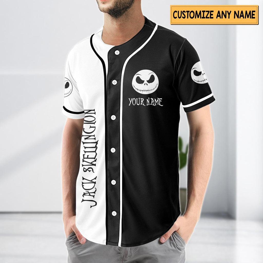 Custom Jack Skellington Baseball Jersey, Halloween Outfit, Nightmare Before Christmas Jersey Shirt, Halloween Jersey
