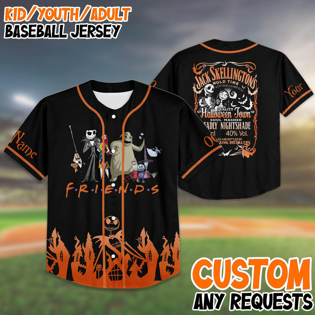 Custom Birthday Baseball Jersey, Nightmare Friends Shirt, Halloween Birthday Outfit, Kid/Adult Personalized Name Number Jersey