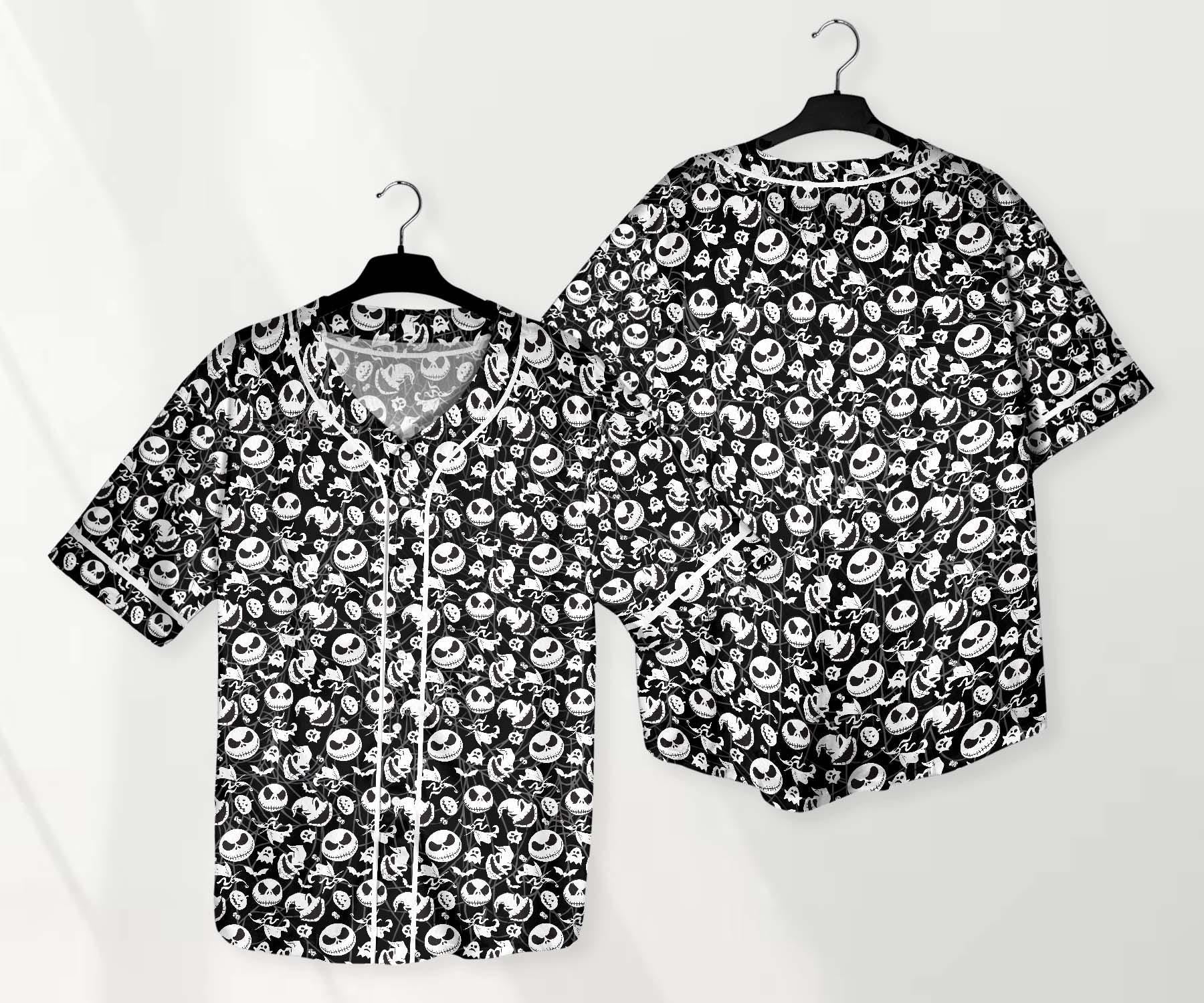 Pumpkin King Baseball Jersey Shirt, Oogie Boogie Halloween Button Up Shirt, Spooky Unisex Jersey, Nightmare Style Shirt Gift