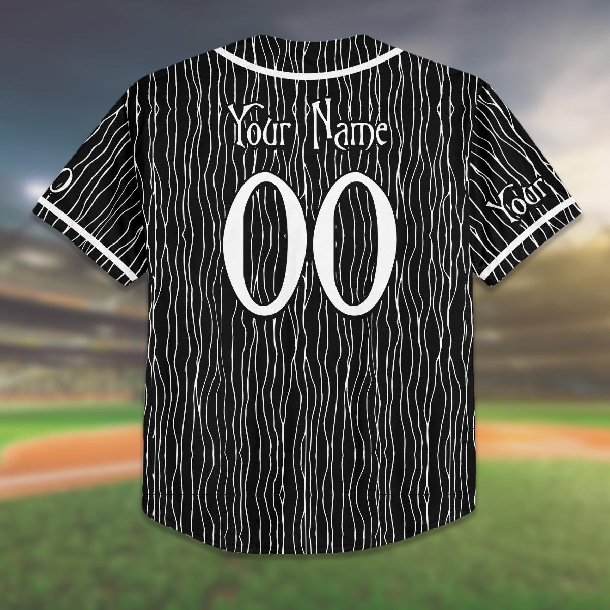 Custom Halloween Baseball Jersey, Jack Skeleton Costume Shirt, Nightmare Theme, Kids Youth Adult Matching Outfit, Spooky Jersey
