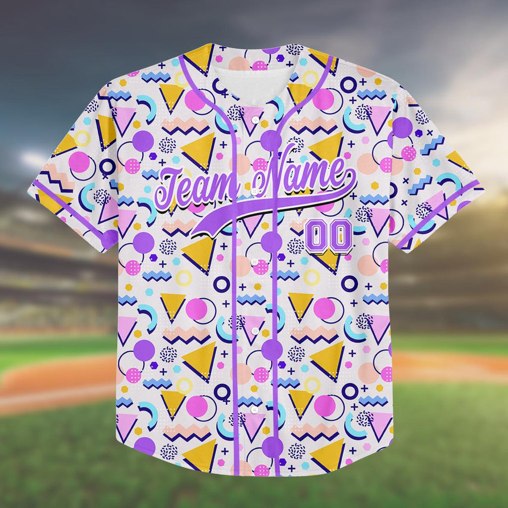 Custom 90s Style Baseball Jersey for Kids & Adults, Personalized Team Name and Number, Retro Pattern Shirt, Family Matching Outfit, Birthday