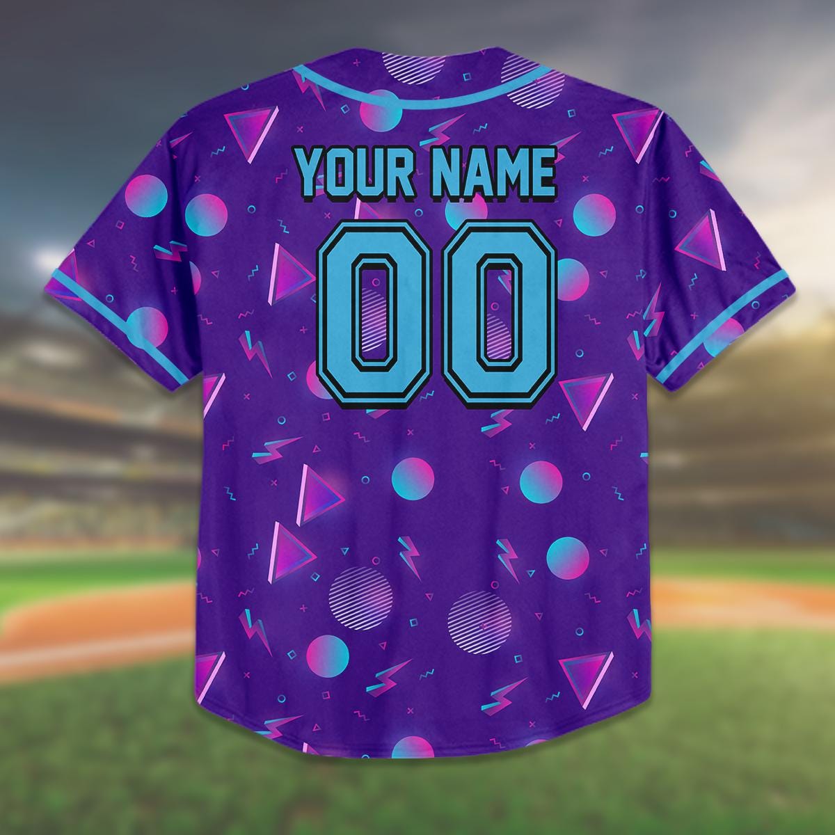Custom Birthday Baseball Jersey for Kids and Adults, 90s Style Personalized Gift, Retro Neon Pattern, Team Name and Number Shirt