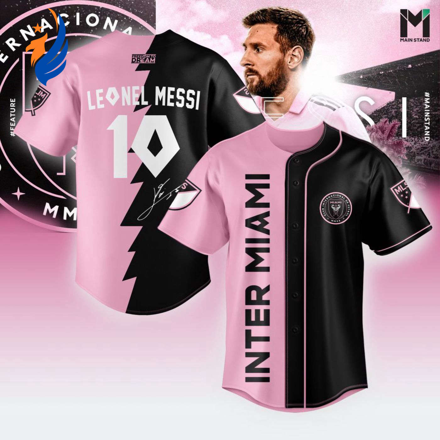 Inter Miami Leo Messi Black And Pink Baseball Jersey Gift for Men Women - Bafud