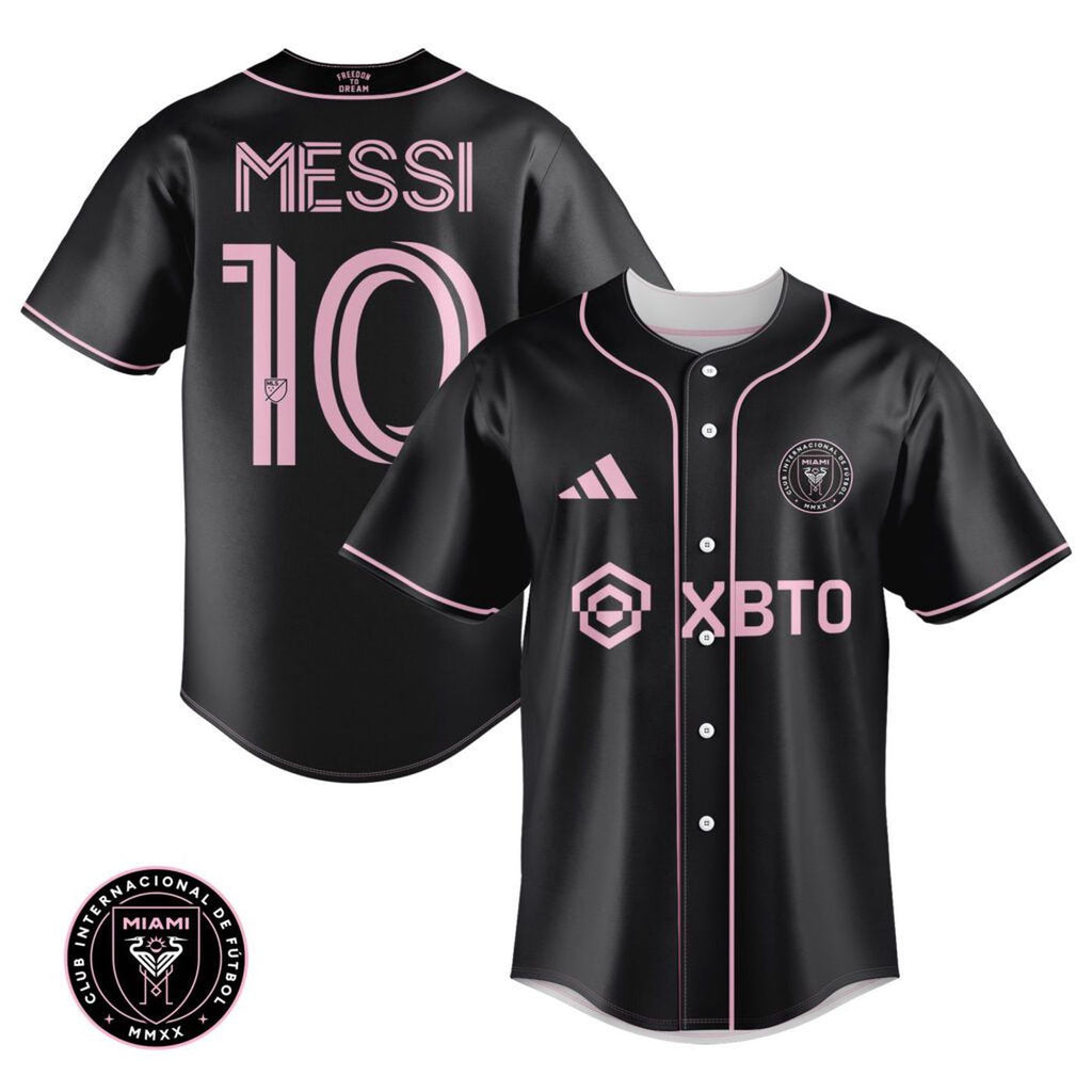 Inter Miami Leo Messi Black Baseball Jersey Gift for Men Women - Bafud