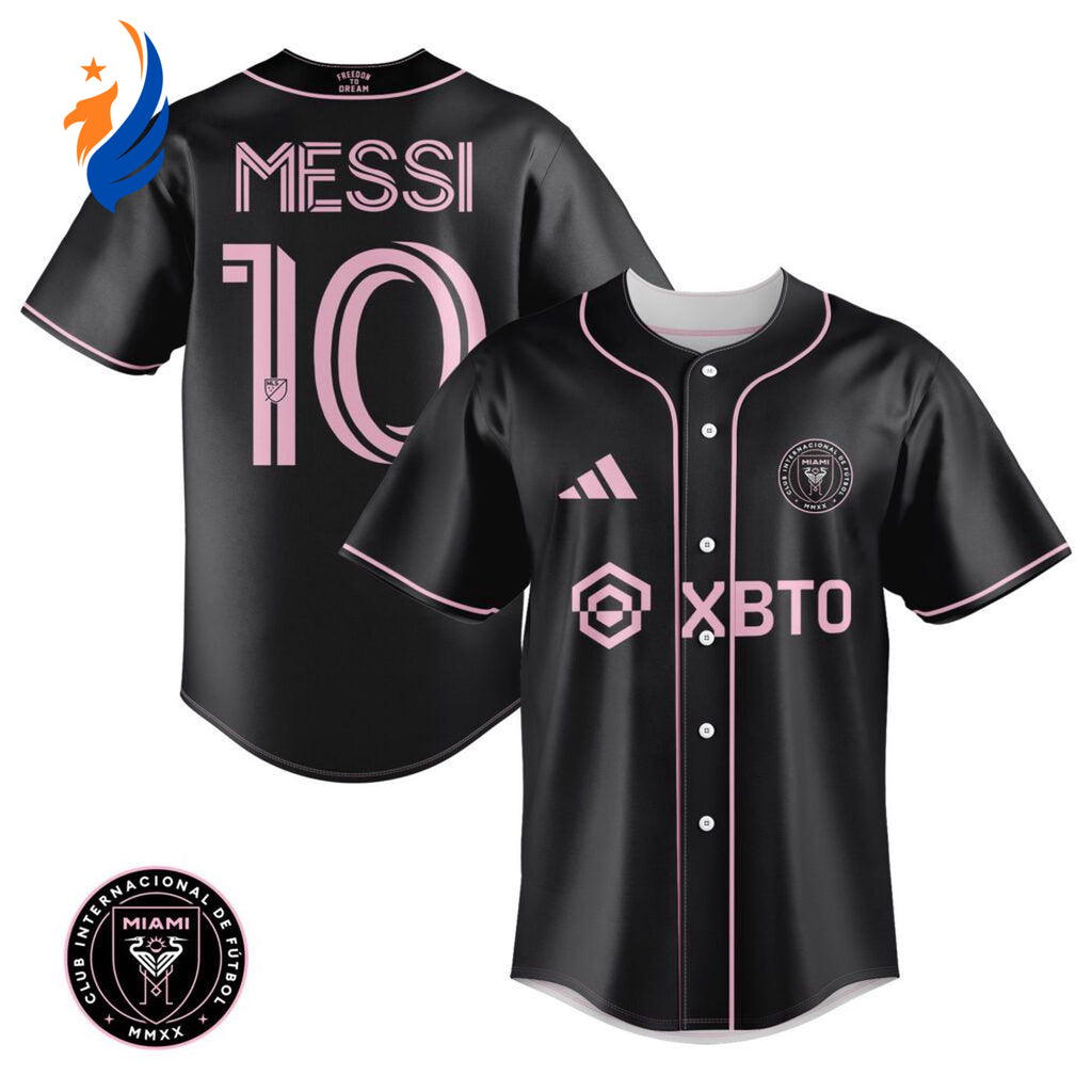 Inter Miami Leo Messi Black Baseball Jersey Gift for Men Women - Bafud