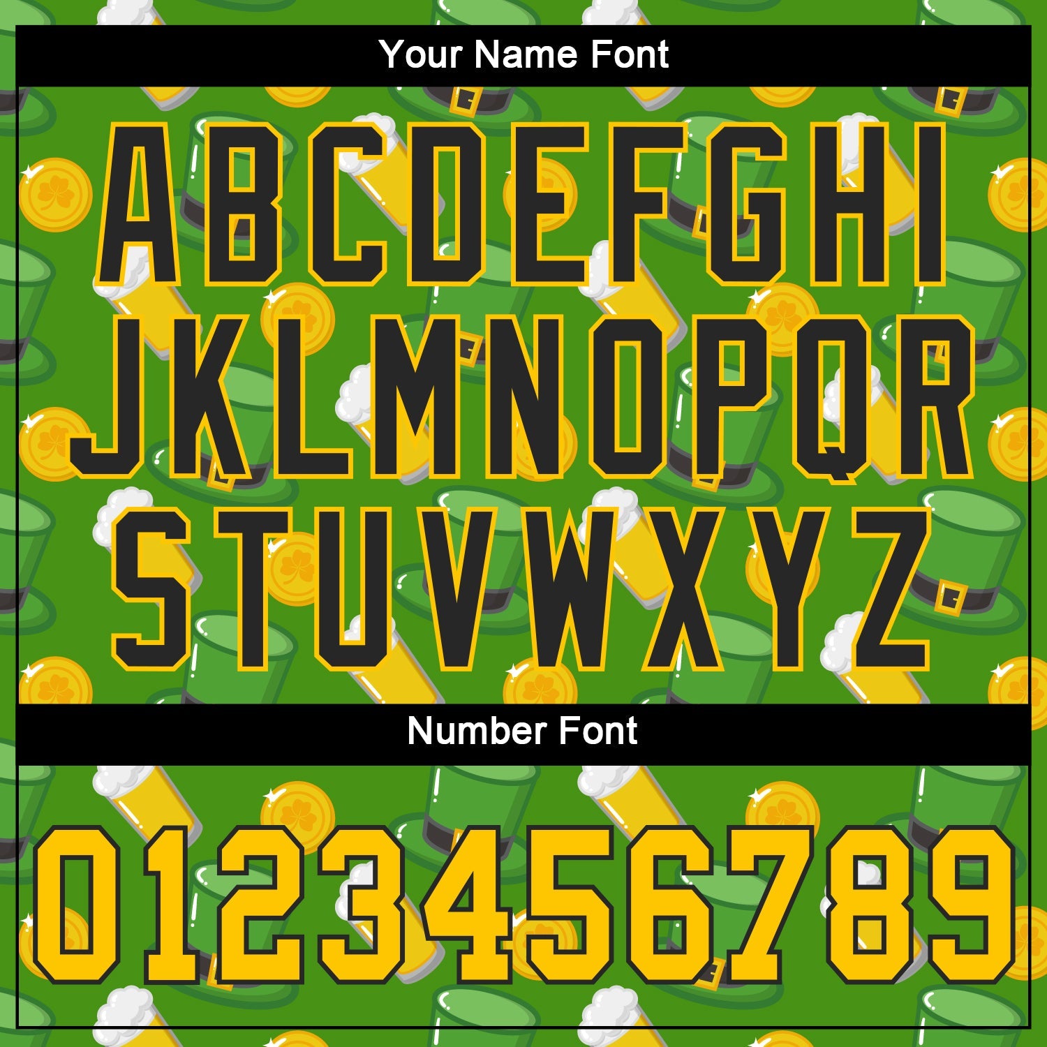 Custom Kelly Green Gold-Black 3D Pattern Design Authentic St. Patrick's Day Baseball Jersey