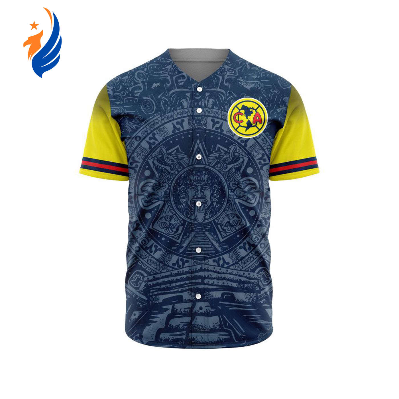 LIGA MX Club America Special Aztec Design Baseball Jersey Gift for Men Women - Bafud