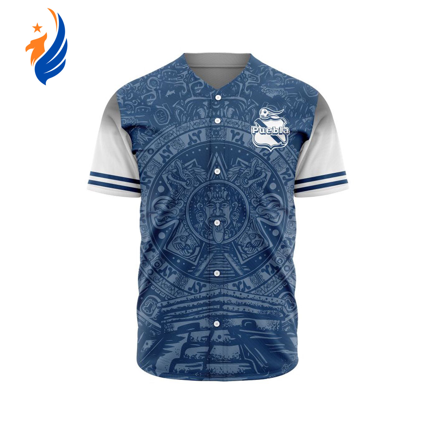 LIGA MX Club Puebla Special Aztec Design Baseball Jersey Gift for Men Women - Bafud