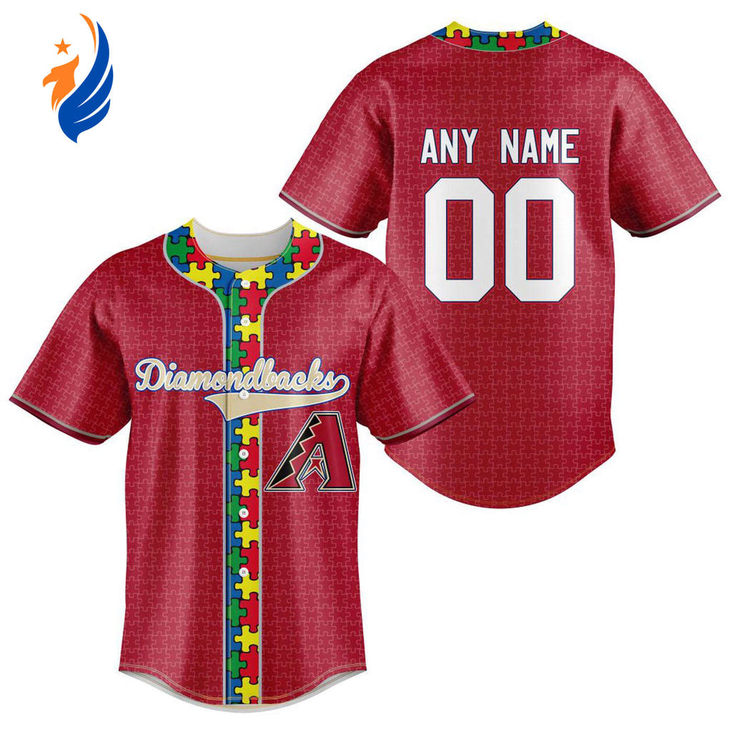 MLB Arizona Diamondbacks Specialized Baseball Jersey Fearless Aganst Autism Gift for Men Women - Bafud
