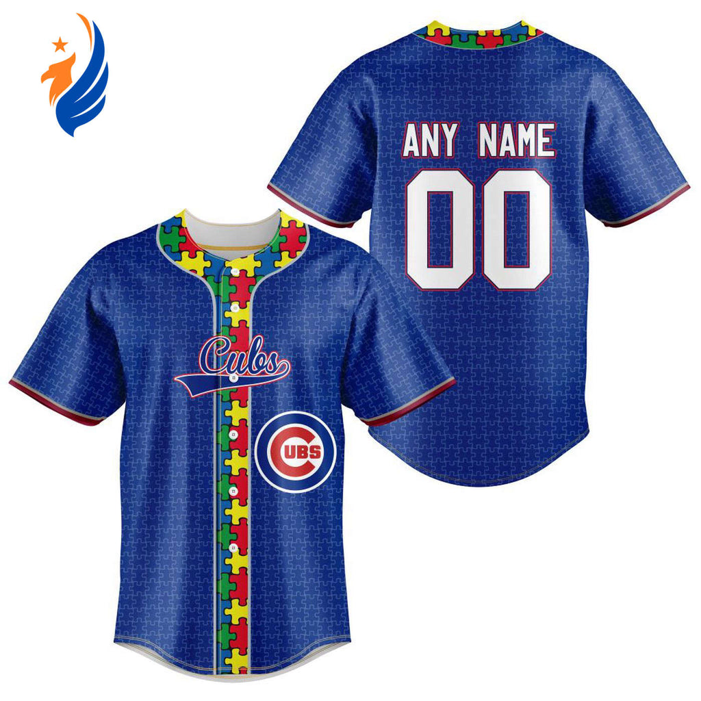MLB Chicago Cubs Mix Grateful Dead | Specialized Baseball Jersey Fearless Aganst Autism Gift for Men Women - Bafud