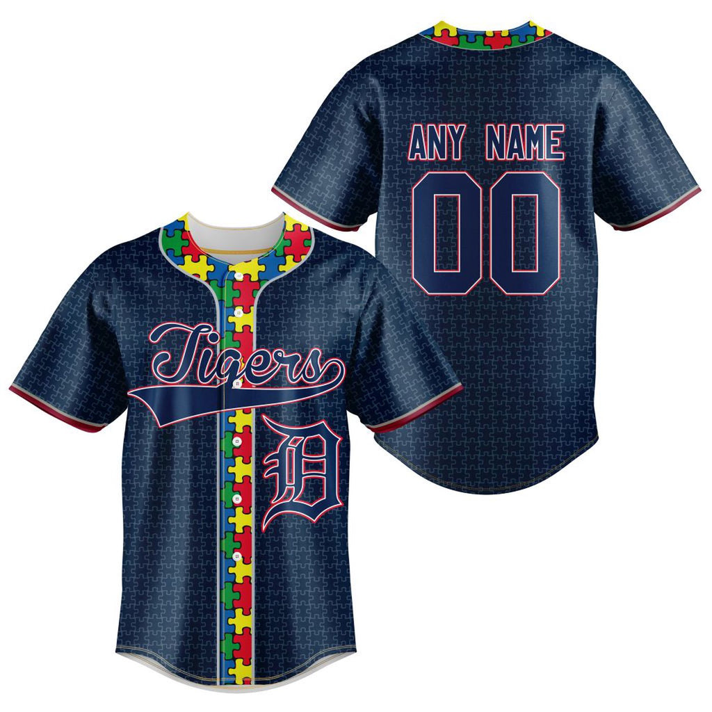 MLB Detroit Tigers Specialized Baseball Jersey Fearless Aganst Autism Gift for Men Women - Bafud