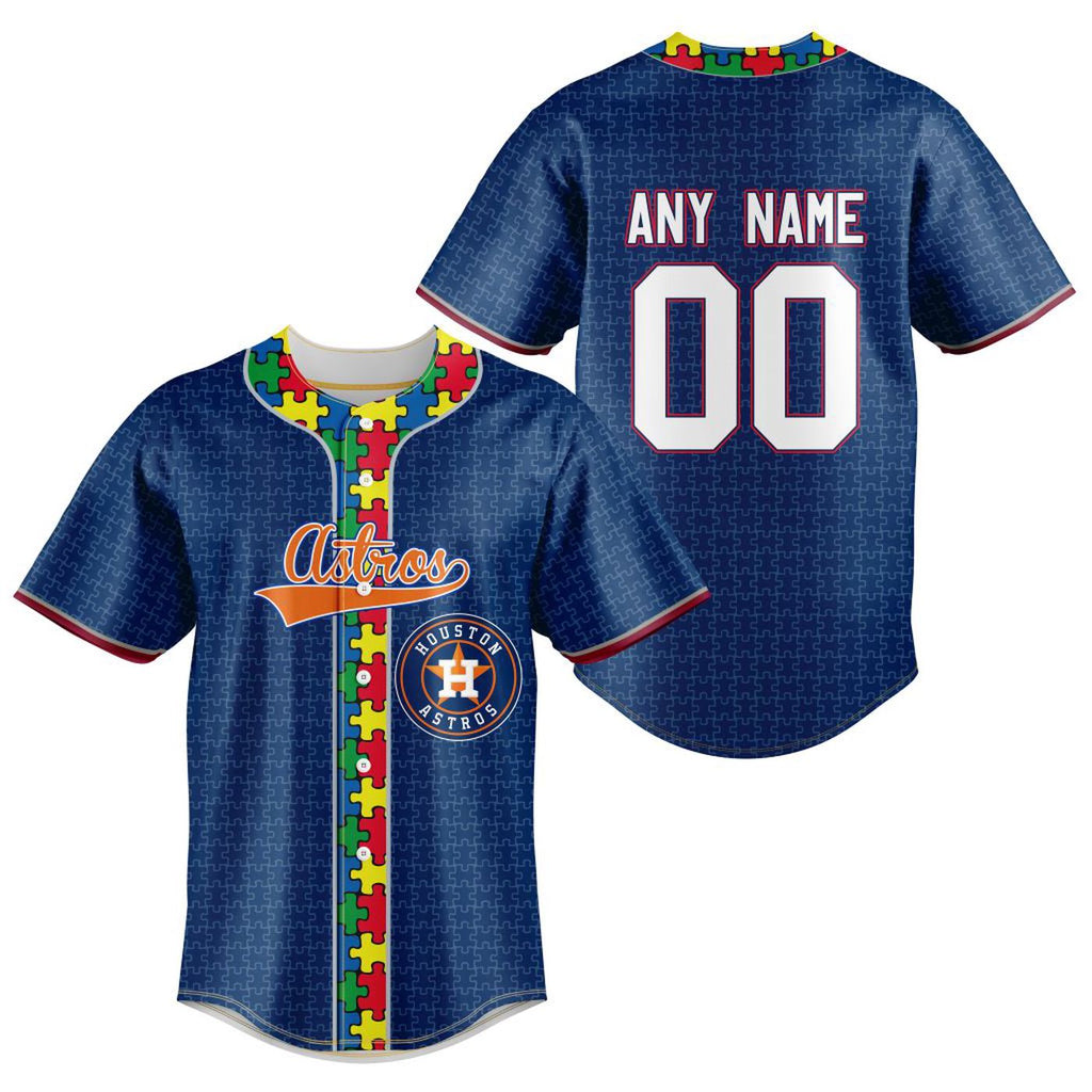 MLB Houston Astros Mix Grateful Dead | Specialized Baseball Jersey Fearless Aganst Autism Gift for Men Women - Bafud