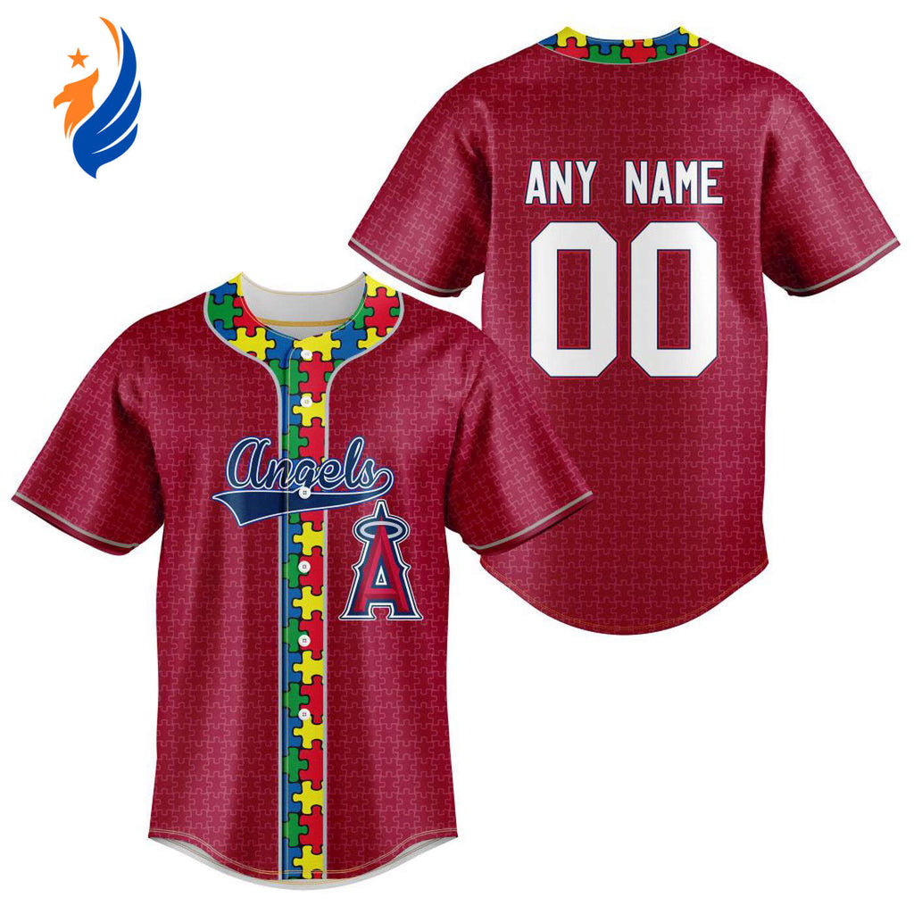 MLB Los Angeles Angels Of Anaheim Specialized Baseball Jersey Fearless Aganst Autism Gift for Men Women - Bafud