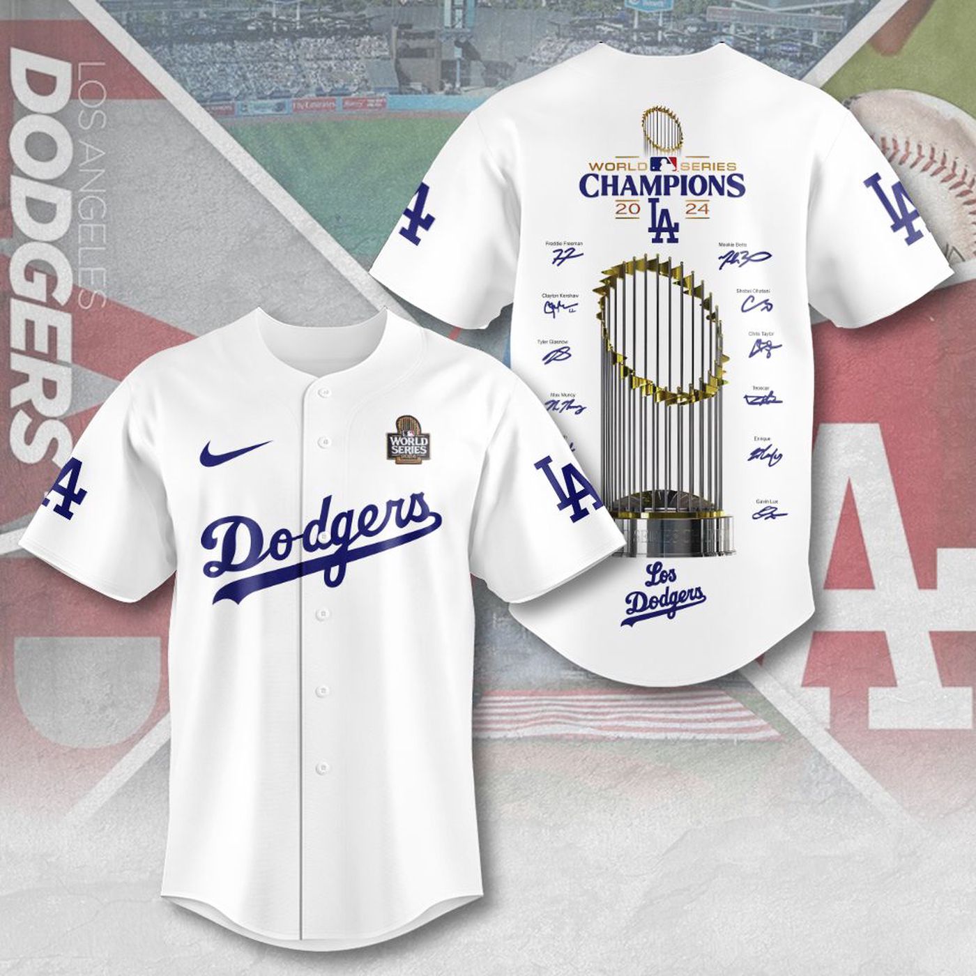 MLB Los Angeles Dodgers 2024 World Series Champions Design Baseball Jersey Gift for Men Women - Bafud
