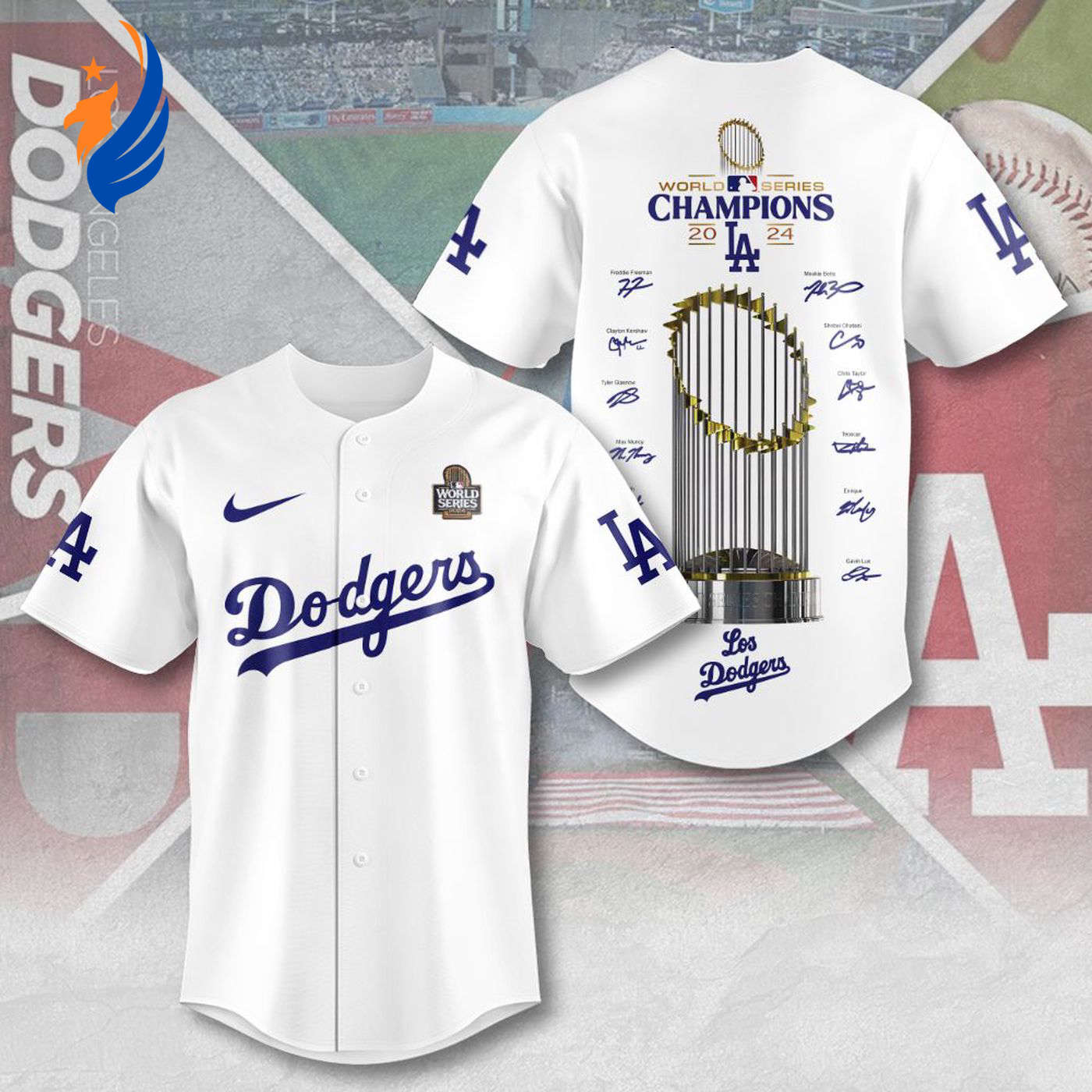 MLB Los Angeles Dodgers 2024 World Series Champions Design Baseball Jersey Gift for Men Women - Bafud