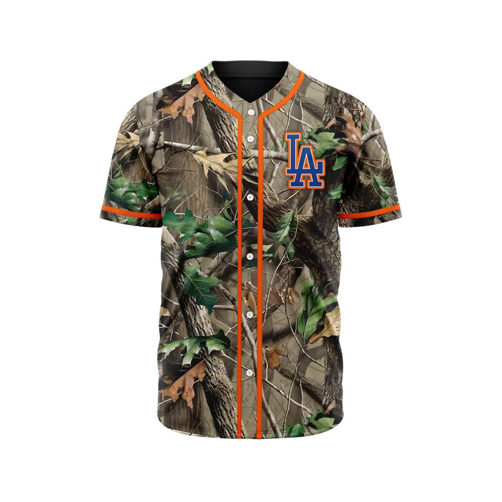 MLB Los Angeles Dodgers Special Realtree Camo Hunting Baseball Jersey Gift for Men Women - Bafud