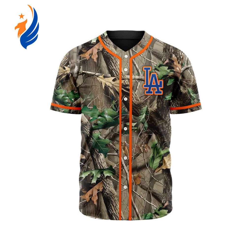 MLB Los Angeles Dodgers Special Realtree Camo Hunting Baseball Jersey Gift for Men Women - Bafud