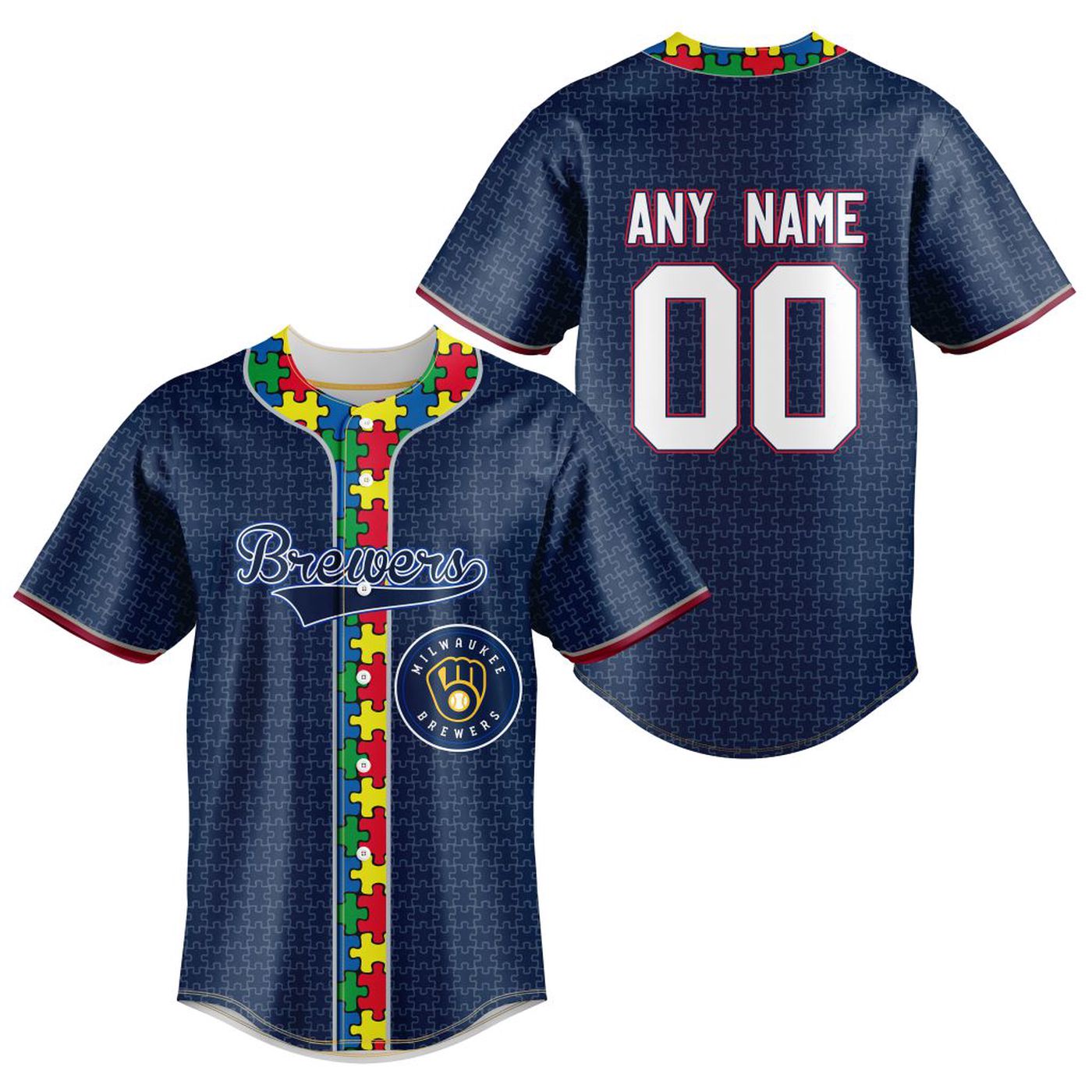MLB Milwaukee Brewers Mix Grateful Dead | Specialized Baseball Jersey Fearless Aganst Autism Gift for Men Women - Bafud