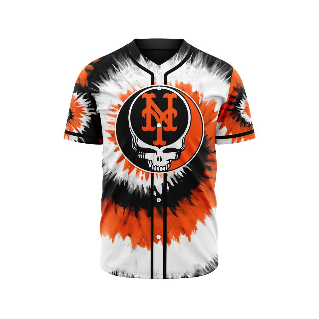 MLB New York Mets Special Grateful Dead Design Baseball Jersey Gift for Men Women - Bafud
