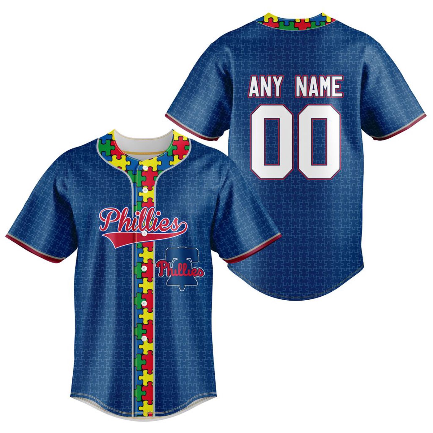 MLB Philadelphia Phillies Specialized Baseball Jersey Fearless Aganst Autism Gift for Men Women - Bafud