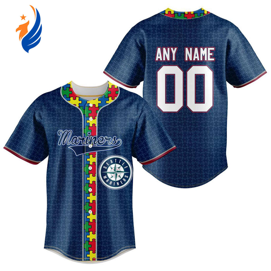MLB Seattle Mariners Specialized Baseball Jersey Fearless Aganst Autism Gift for Men Women - Bafud