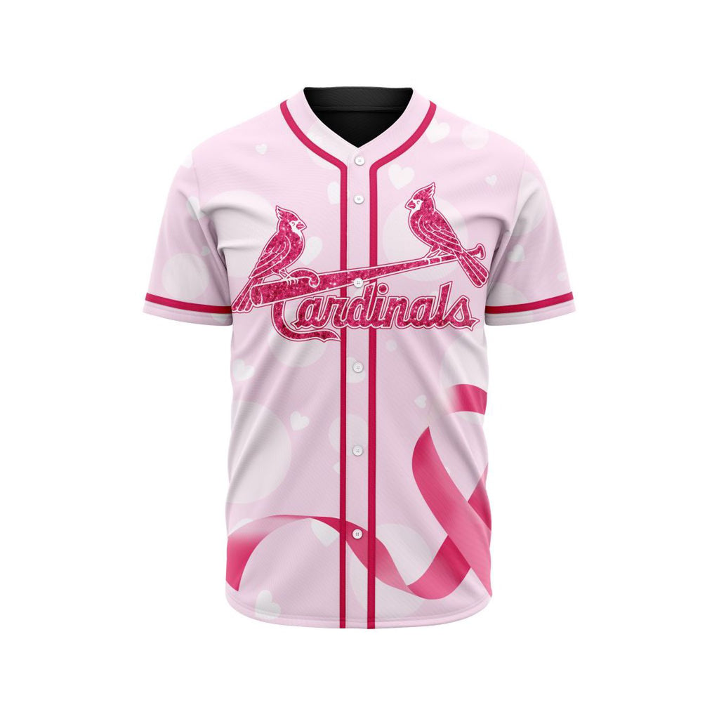 MLB St. Louis Cardinals Special Pink Design Fight Breast Cancer Baseball Jersey Gift for Men Women - Bafud