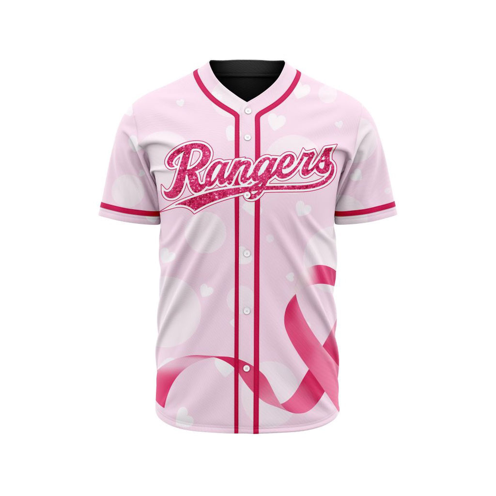 MLB Texas Rangers Special Pink Design Fight Breast Cancer Baseball Jersey Gift for Men Women - Bafud