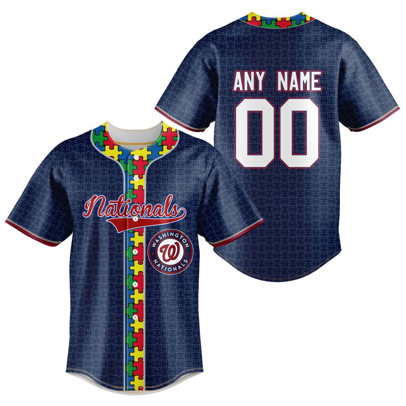 MLB Washington Nationals Specialized Baseball Jersey Fearless Aganst Autism Gift for Men Women - Bafud