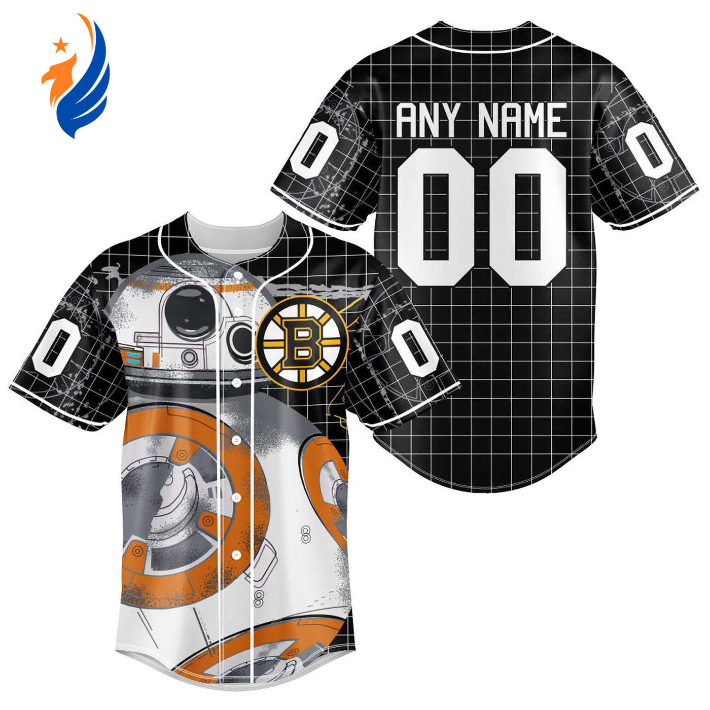 NHL Boston Bruins Specialized Baseball Jersey X BB-8 D Star War - Bafud