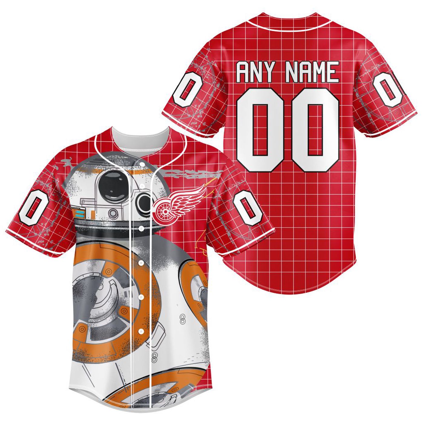 NHL Detroit Red Wings | Specialized Baseball Jersey X BB-8 D Star War - Bafud