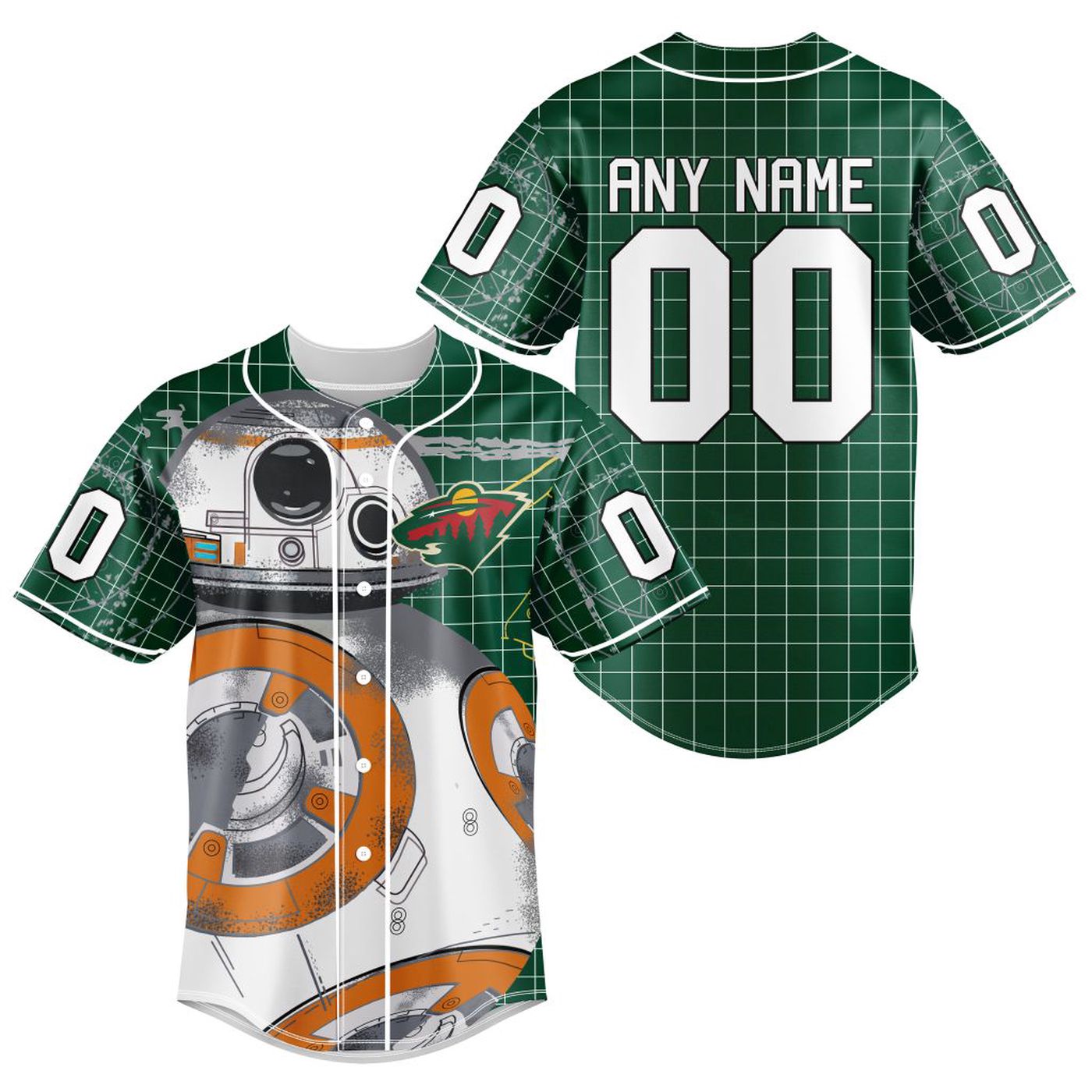 NHL Minnesota Wild | Specialized Baseball Jersey X BB-8 D Star War - Bafud