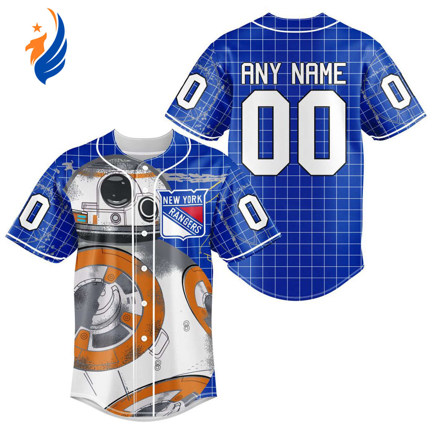 NHL New York Rangers | Specialized Baseball Jersey X BB-8 D Star War - Bafud