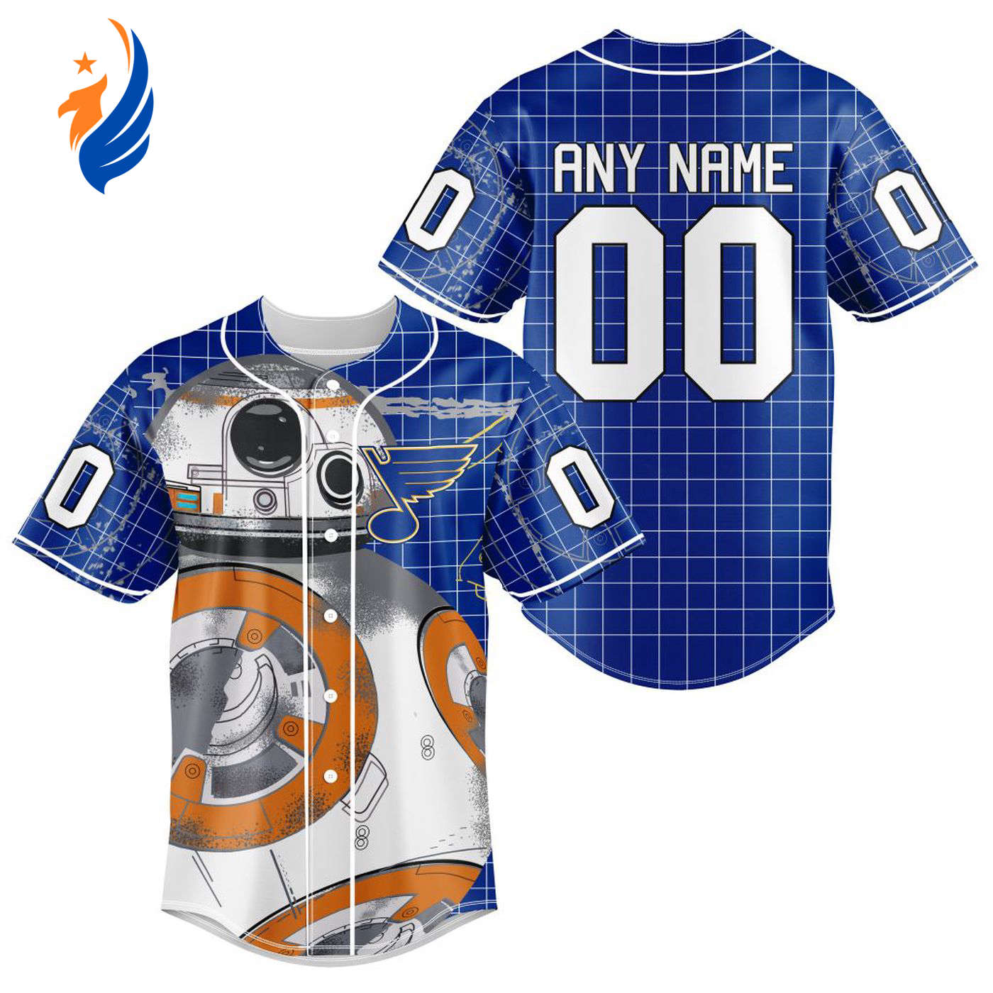 NHL St. Louis Blues | Specialized Baseball Jersey X BB-8 D Star War - Bafud