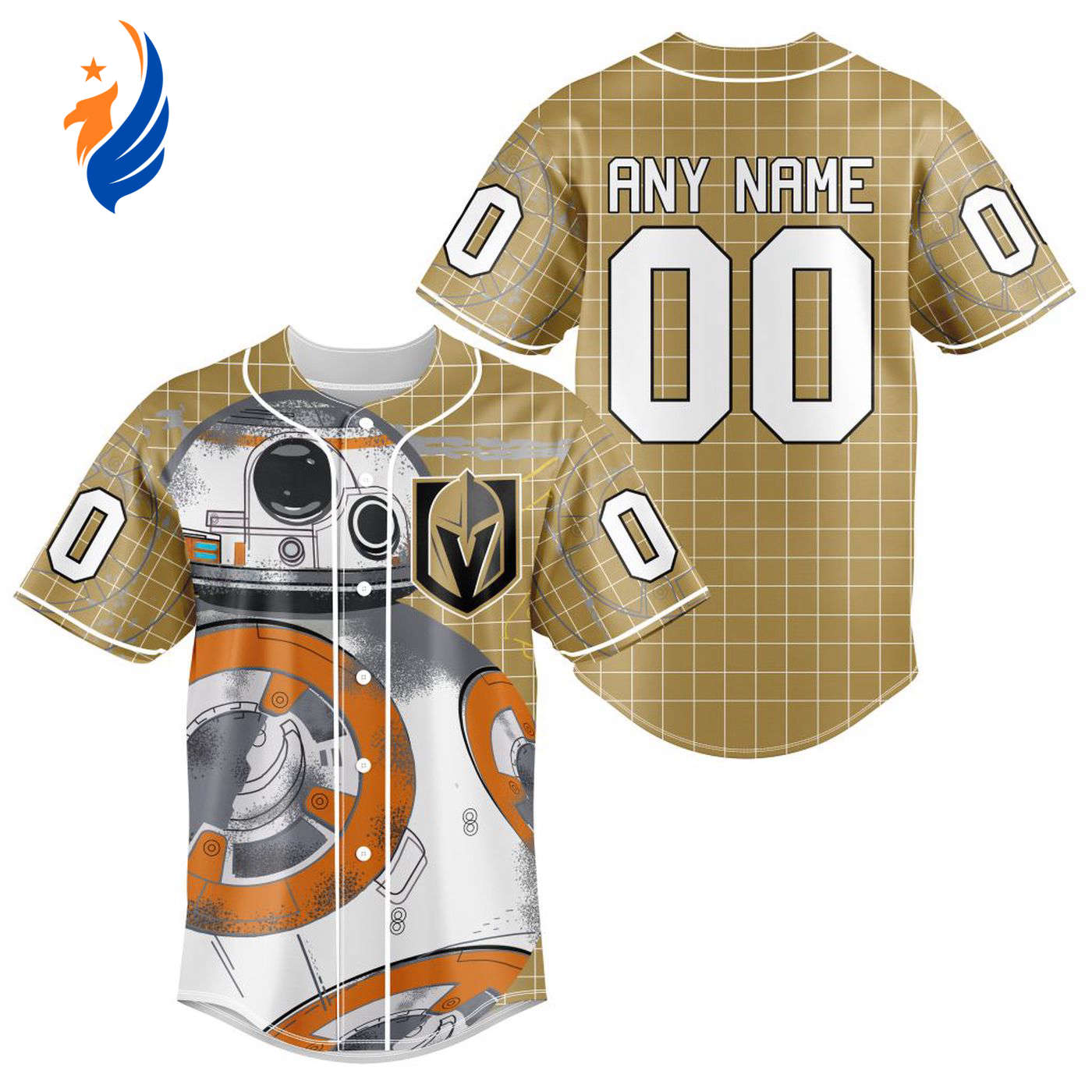 NHL Vegas Golden Knights | Specialized Baseball Jersey X BB-8 D Star War - Bafud