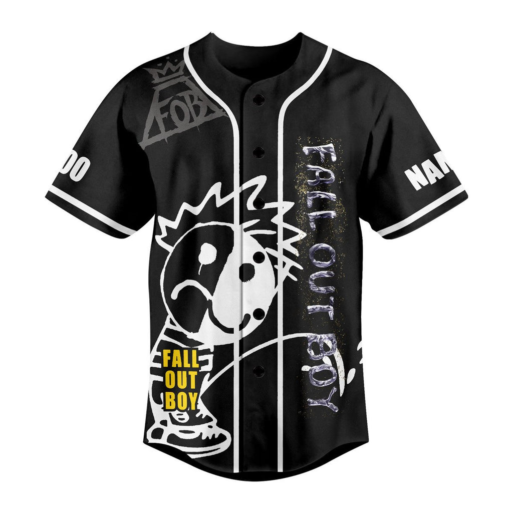 Personalized Fall Out Boy Music Black Baseball Jersey