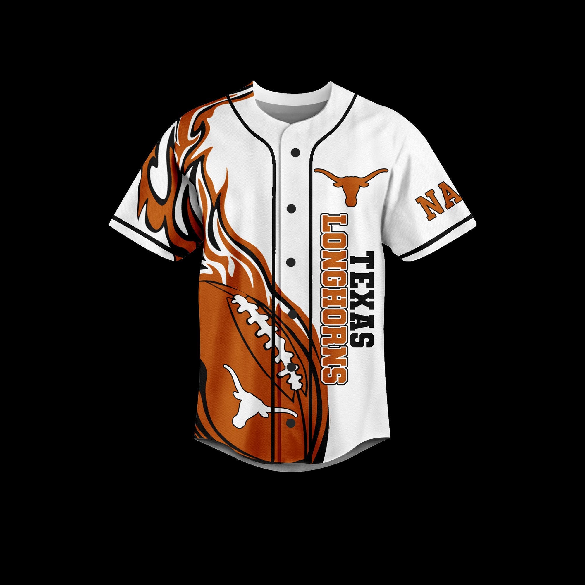 Personalized Hook 'Em Horns Texas Longhorns Baseball Jersey