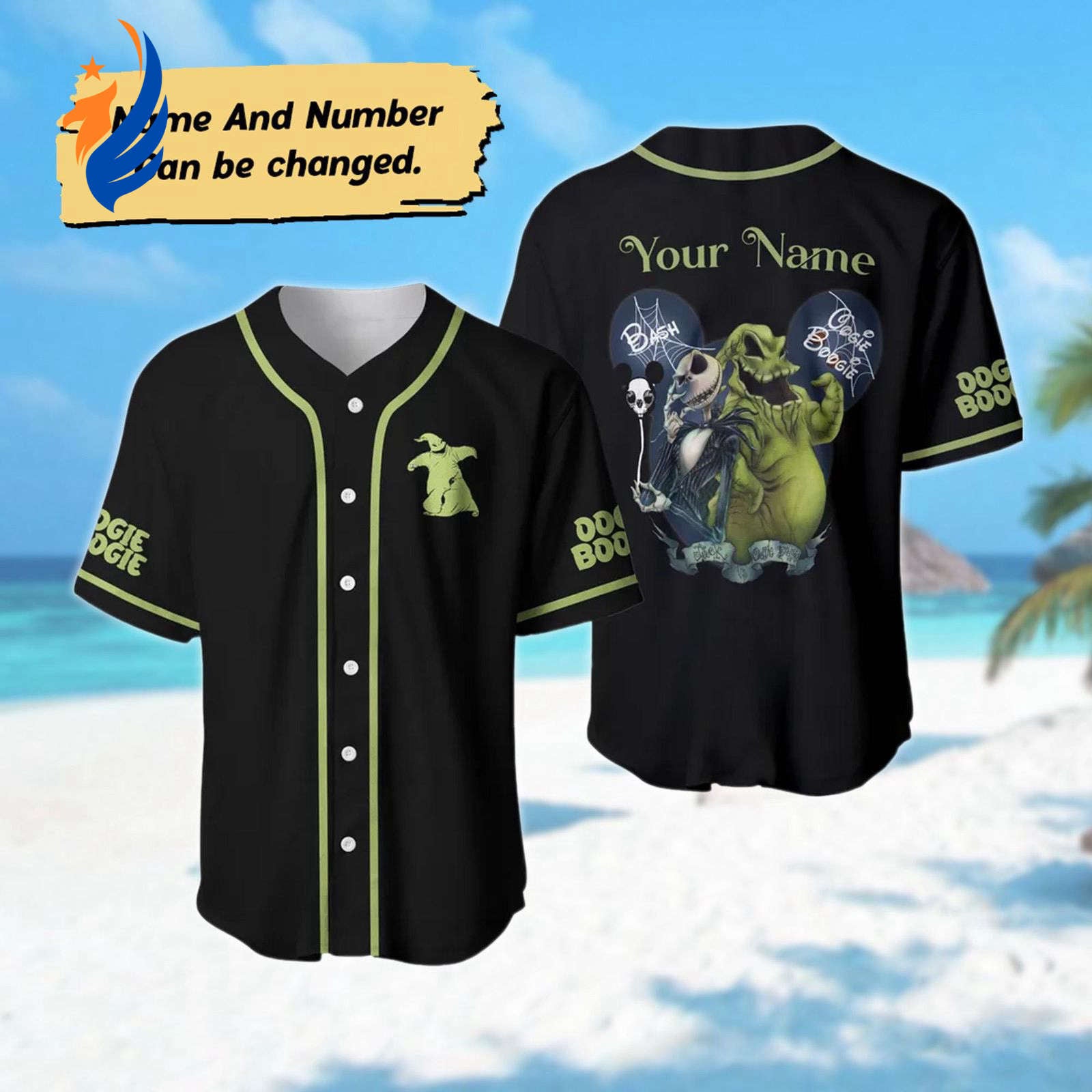 Spooktacular Nightmare Before Christmas Baseball Jersey – Personalized Jack Skellington & Oogie Boogie Design Perfect Halloween Gift! - Bafud