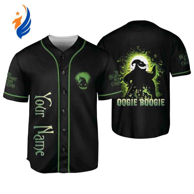 Spooky Style: Personalized Nightmare Before Christmas Oogie Boogie Baseball Jersey - Customizable Halloween Fashion - Bafud