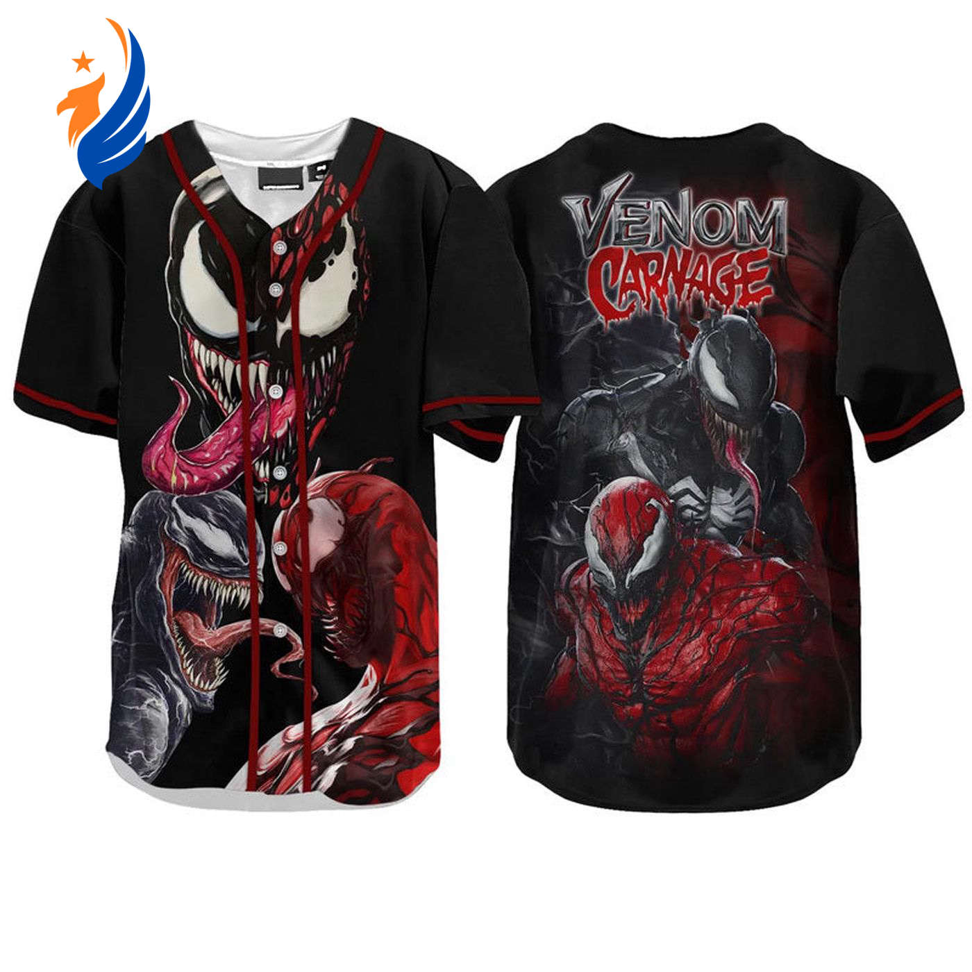 Custom Venom Carnage Baseball Jersey - Black and Red Personalized Sports Apparel - Bafud