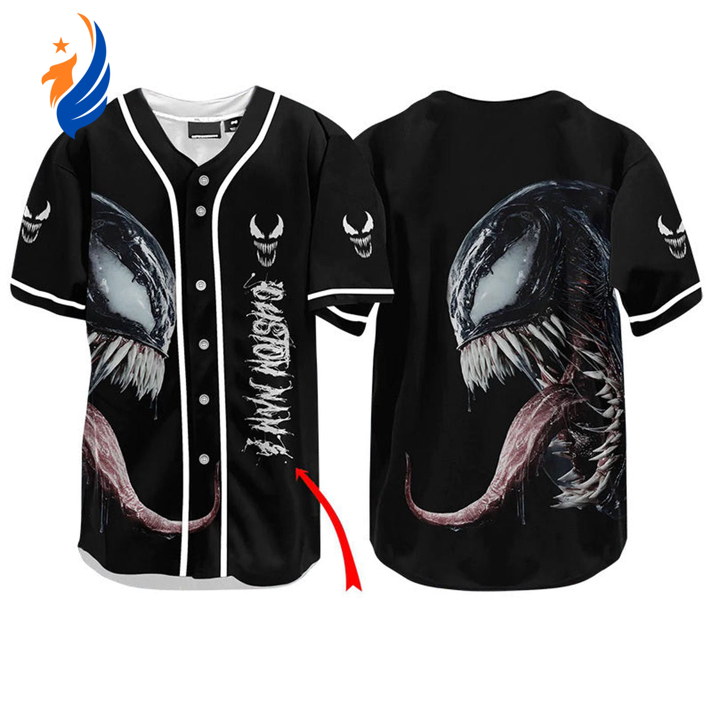 Custom Venom Horror Baseball Jersey - Unleash Your Dark Side! - Bafud