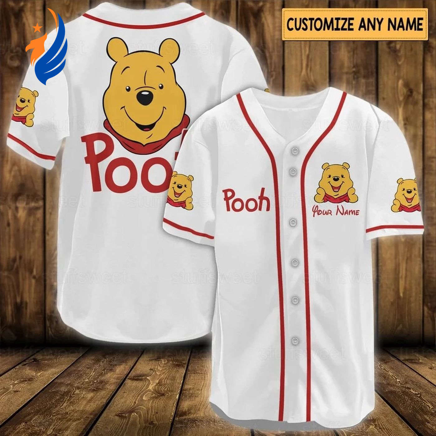 Personalized Pooh Baseball Jersey - Customize Your PA1 Jersey for Unmatched Style and Comfort - Bafud