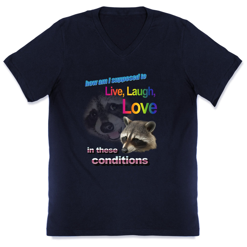 Live Laugh Love Raccoon V-Neck