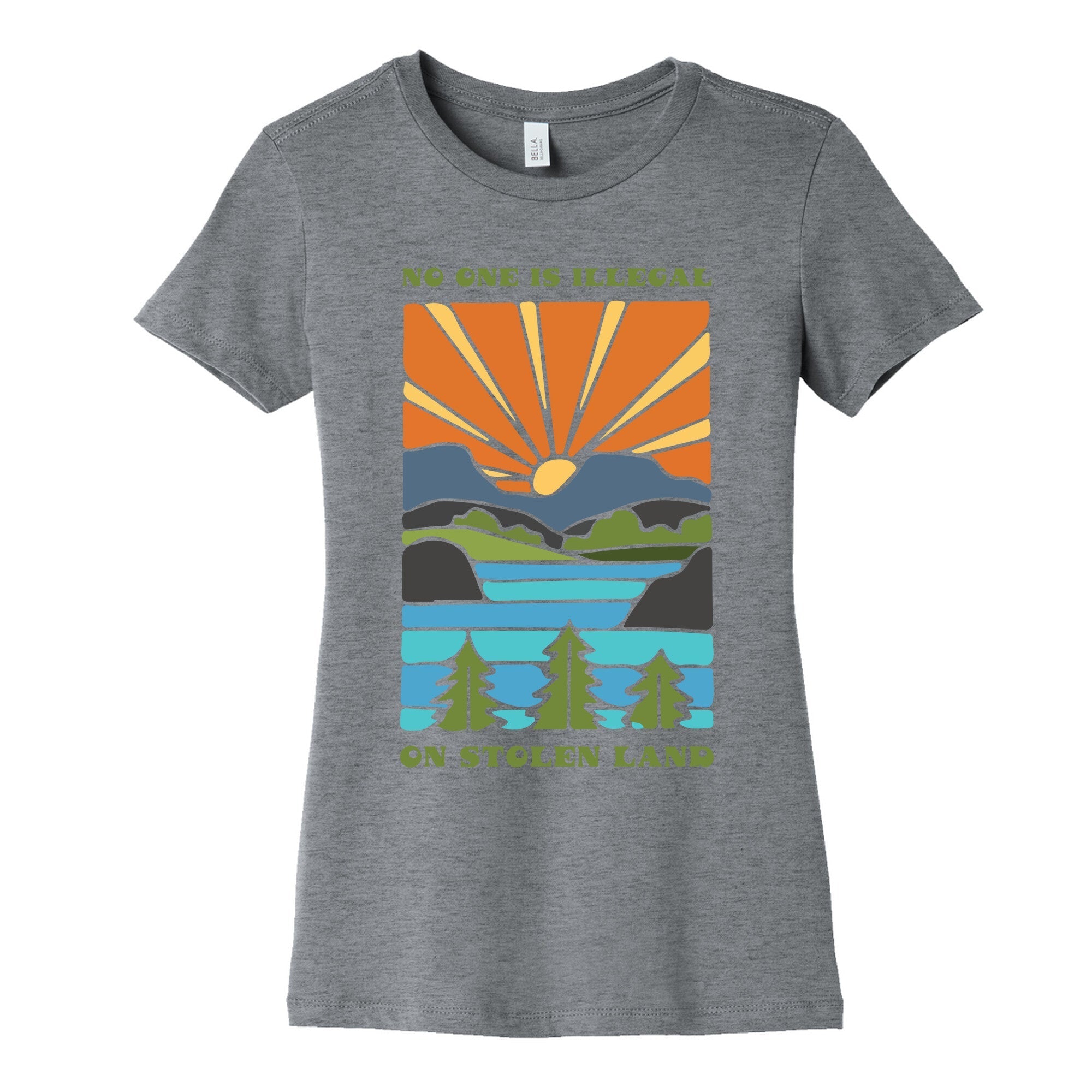 No One Is Illegal On Stolen Land Womens Cotton Tee